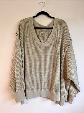 AE Big Hug Waffle V-Neck Sweater